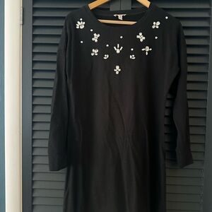 Chic Black Long Sleeve Dress with Embellishments